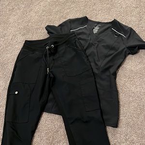 JAANUU- Size Small Black Jogger Scrubs